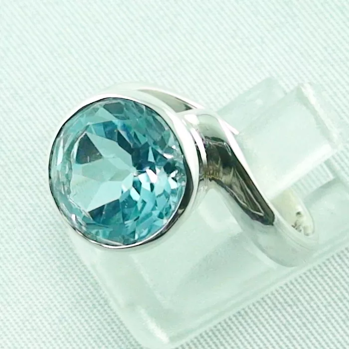 Damenring 935er Silber, 8,93 ct Swiss Blue Blautopas Ring