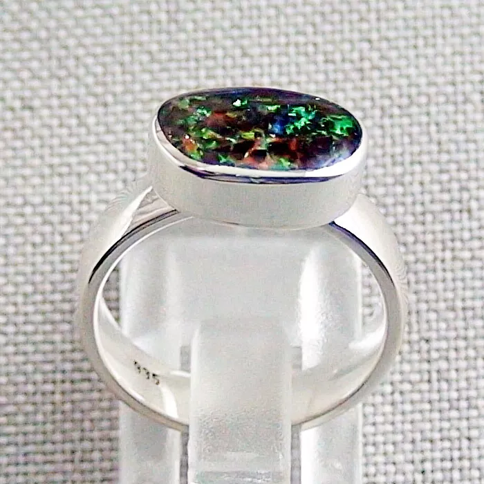 935er Silberring mit 4,50 ct. Boulder Matrix Opal Opalring Ringgröße 56