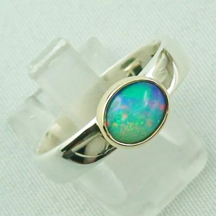 Massiver Multicolor Opal-Ring - 935er Silberring mit 1,00 ct Welo Opal