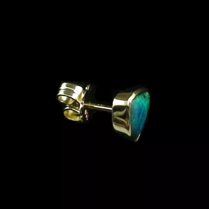 Herren-Ohrring 18k Gelbgold Ohrring mit Top Black Crystal Opal - Goldohrring