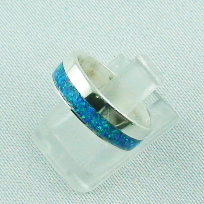 4,22 gr Damenring, Silberring mit Opal Inlay Ozean Blau, Opalring