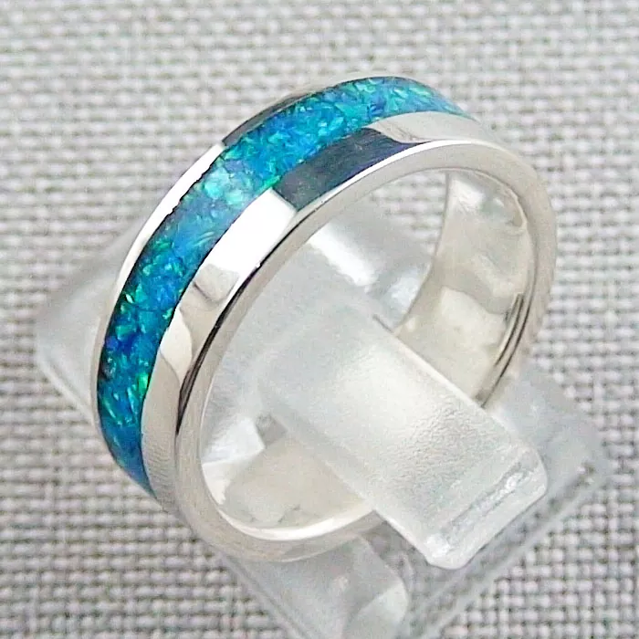 4,69 gr. Opalring mit Ozean blauen Opal Inlay