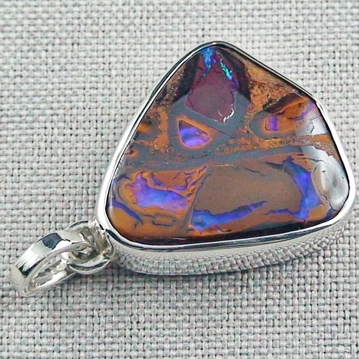 935er Silberanhänger 28,22 ct. Boulder Matrix Opal mit Silberkette Opal Schmuck