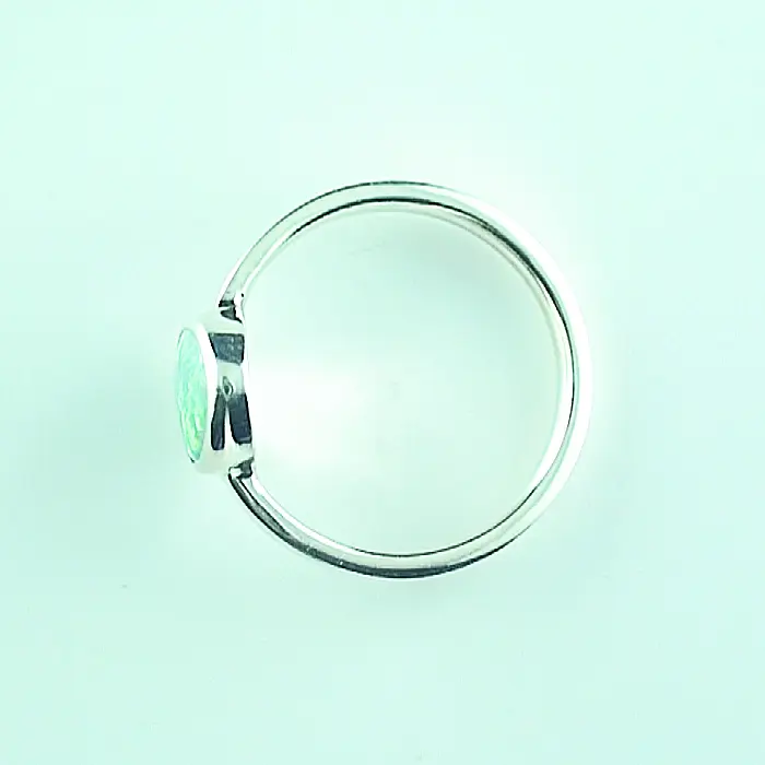 935er Silber Opal Ring mit 0,76 ct. Grüner Black Crystal Opal