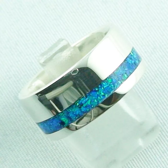 925er Silberring mit Opal Inlay Ocean Blue Opalring
