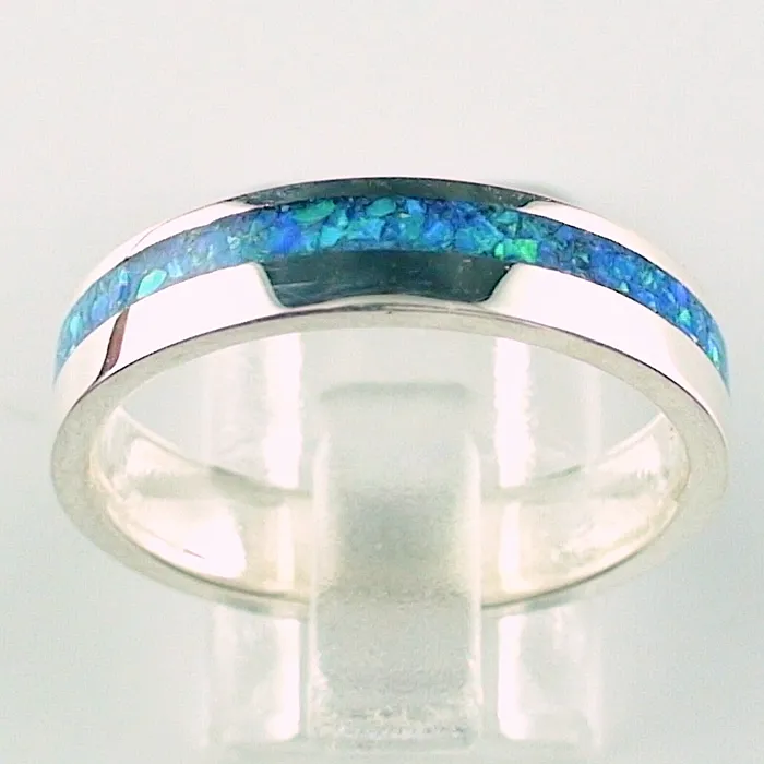 Opalring 5,63 gr. mit Crushed Opal Inlay in ocean blue