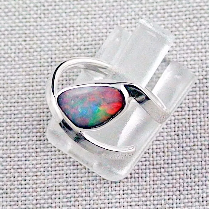 935er Opalring mit 0,82 ct. White Opal Silberring Multicolor