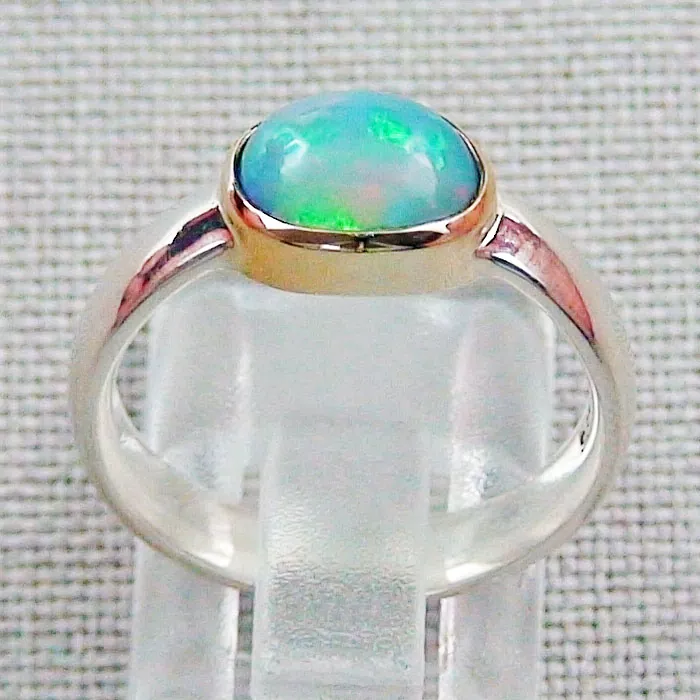 Opalring 935er Silber mit 1,58 ct Welo Opal in 18k Gold