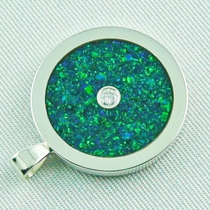 sea green Opal Inlay Anhänger, Collier, Diamant