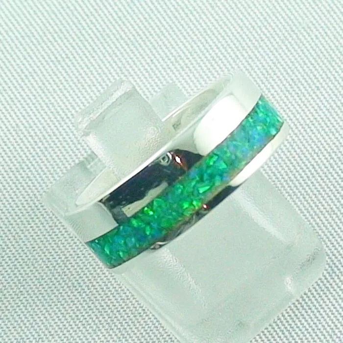 Damenring, 5,63 gr Silberring mit Opal Inlay Emerald Green