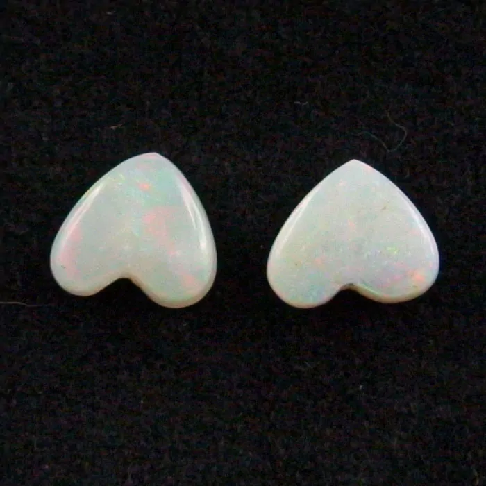 2 White Opal Herzen zus. 5,97 ct Herz-Opalsteine Edelsteine