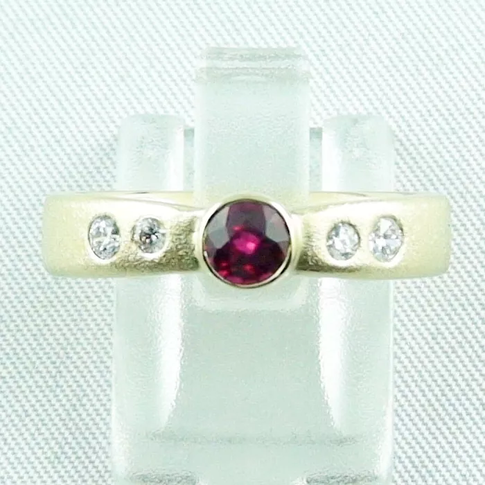 14k Goldring bzw 0,55 ct Rubin-Ring mit Diamanten zus. 0,17 ct