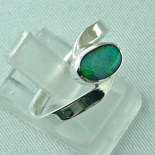 925er Sterling Silber Ring mit Top GEM Black Opal 1,03 ct - Silberring mit Opal