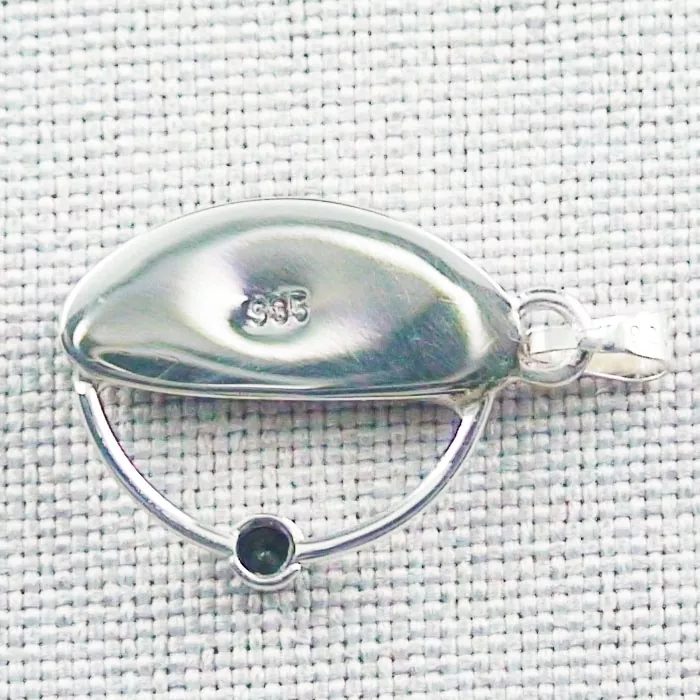 935er Silberanhänger 1,68 ct Fairy Boulder Opal mit Diamant & Silberkette