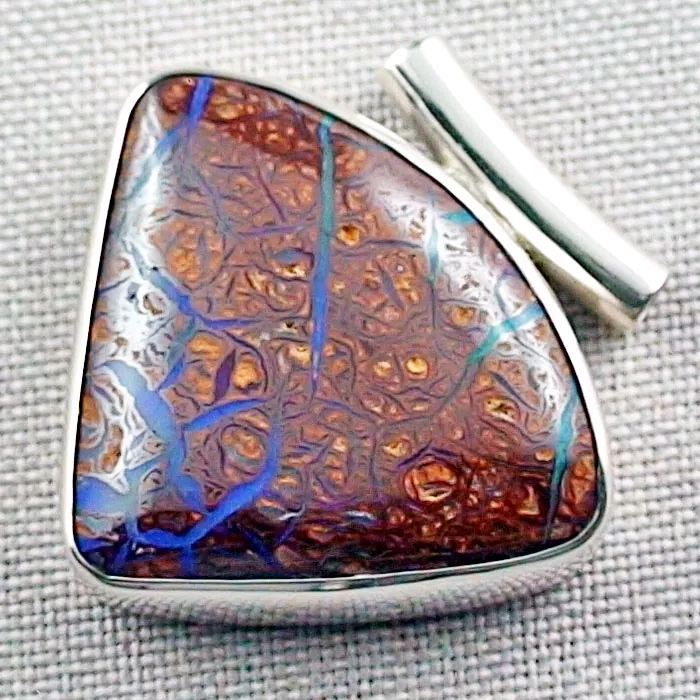 Silberanhänger 52,91 ct Boulder Matrix Opal 935er Opalanhänger Multicolor
