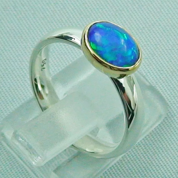 Welo-Opal-Ring, Silberring, 1,21 ct Welo Opal in Goldfassung