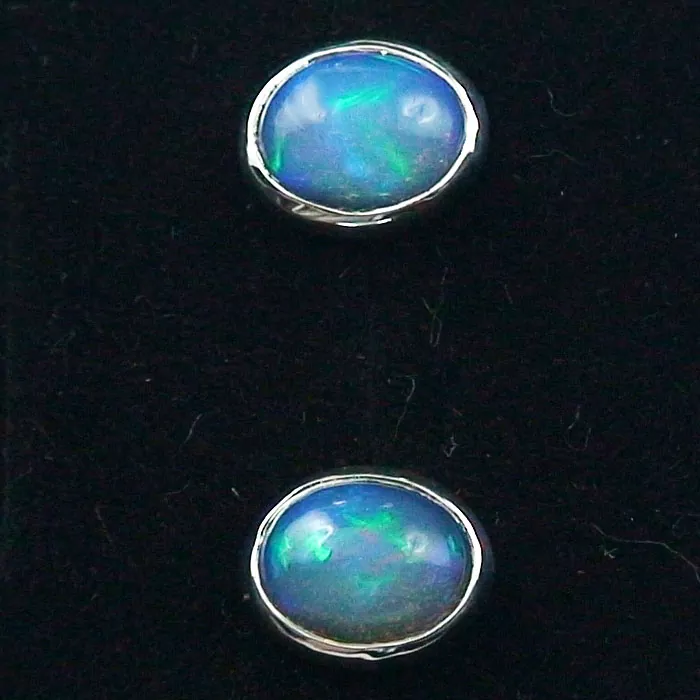 925er Silber Opal Ohrstecker 2,51 ct. Blaue Welo Opale Ohrringe
