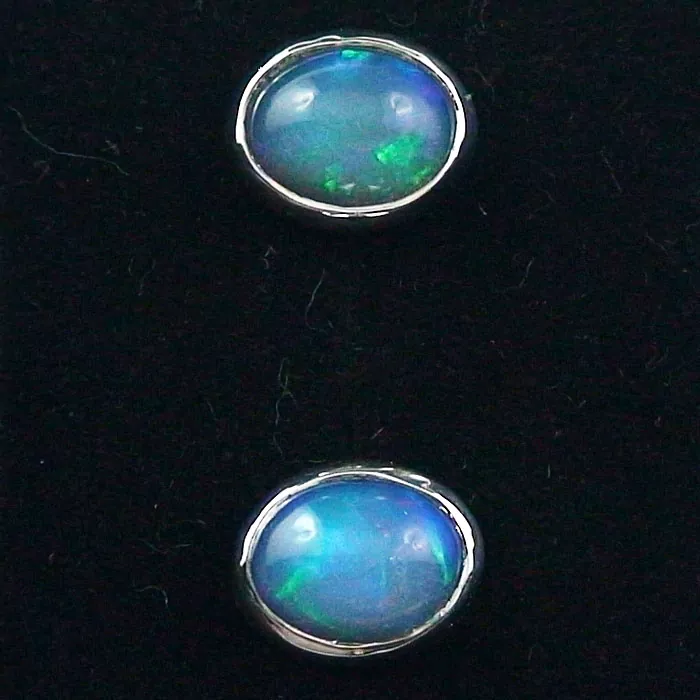 925er Silber Opal Ohrstecker 2,51 ct. Blaue Welo Opale Ohrringe