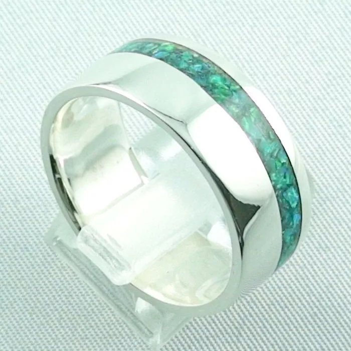 Opalring 11,57 gr, Silberring mit Opal Inlay Emerald Green