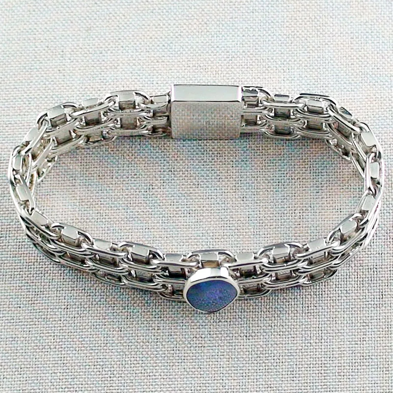 Opal-Armband aus Silber mit Black Crystal Opal 3,05 ct
