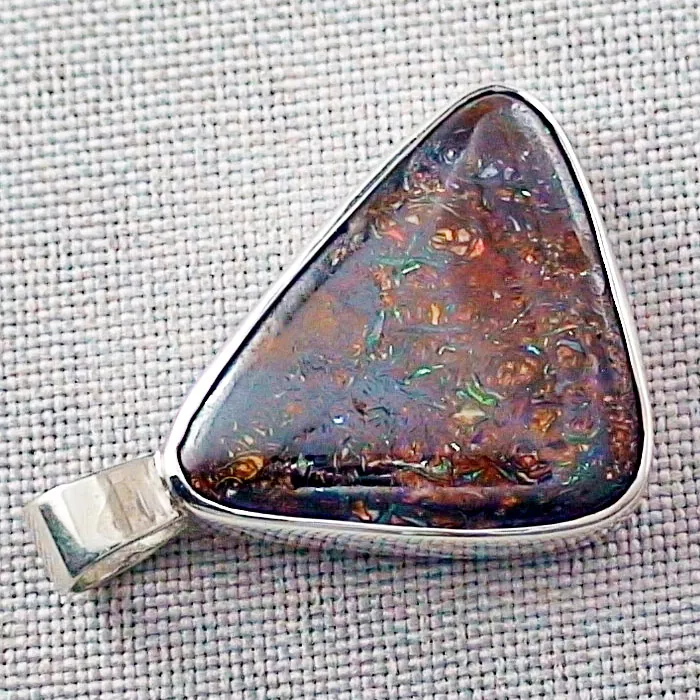 Silberanhänger 32,06 ct Boulder Matrix Opal 935er Opalanhänger Multicolor