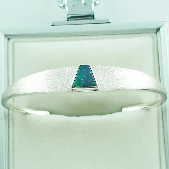 Massiver Opal-Armreif Silberarmreif Black Opal 1,47 ct Silberarmband
