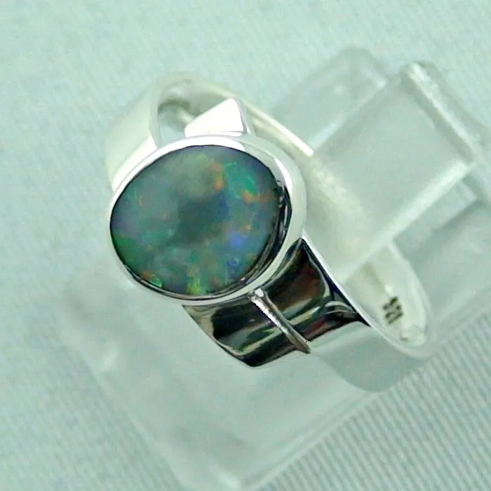 Opalring mit echten 0,93 ct Semi Black Opal