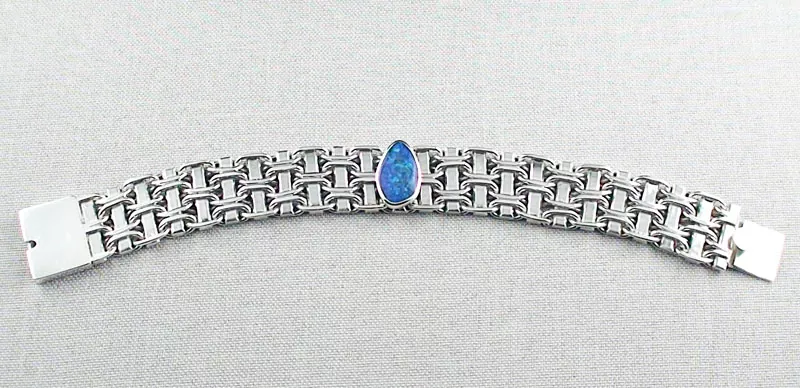 Opal-Armband aus Silber mit Black Crystal Opal 3,05 ct