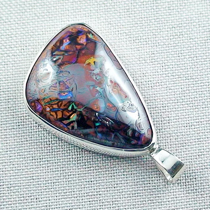 Silberanhänger 66,10 ct Boulder Matrix Opal 935er Opalanhänger Multicolor