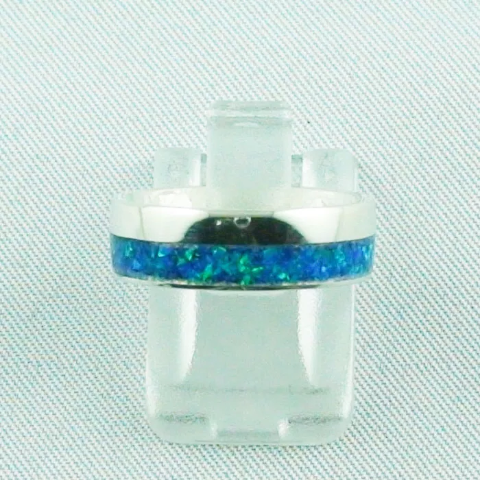 4,22 gr Damenring, Silberring mit Opal Inlay Ozean Blau, Opalring