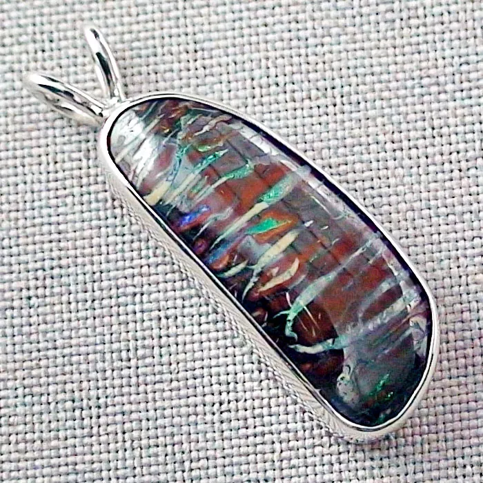 Silberanhänger 26,91 ct Boulder Matrix Opal 935er Opalanhänger Multicolor