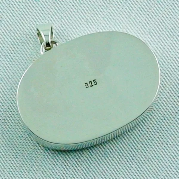 925er Sterling Silber Opal-Anhänger mit Semi Black Opal und 925er Silberkette