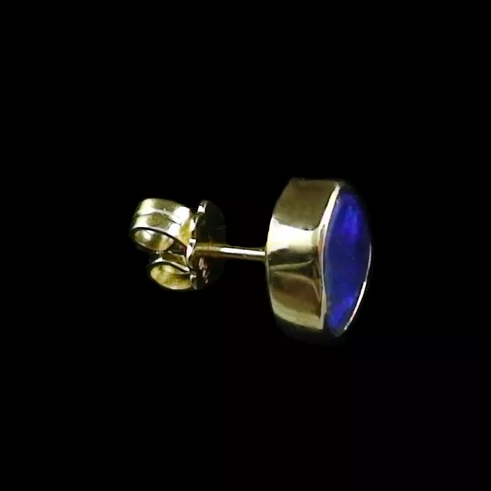 18k Single Herren-Ohrring Gelbgold Ohrring mit Black Crystal Opal