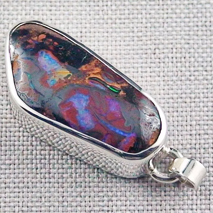 935er Silberanhänger 25,43 ct Boulder Matrix Opal mit Silberkette Opal Schmuck