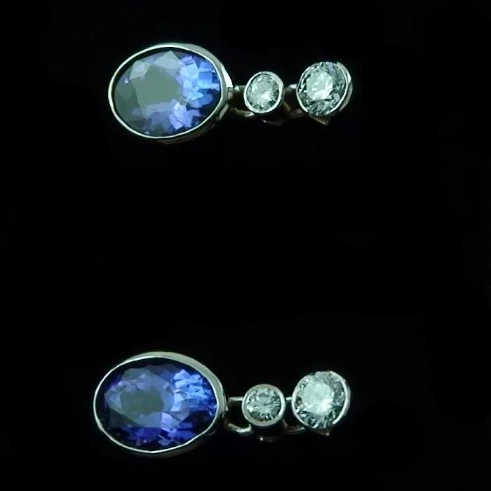 18k Weißgold Ohrringe mit Tansaniten und Diamanten