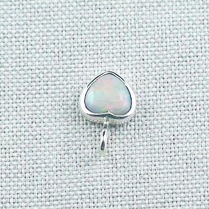 Herzopal 1,06 ct White Opal als Herzanhänger in 935er mit Silberkette