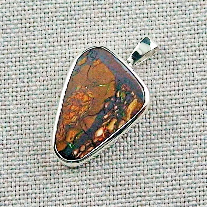 Silbercollier 4,32 ct Boulder Matrix Opal & Silberkette