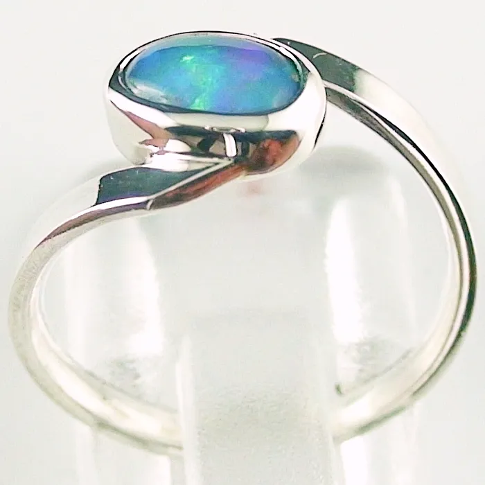 Opal Ring aus 935er Silber mit Blau Grünen 0,69 ct. Welo Opal