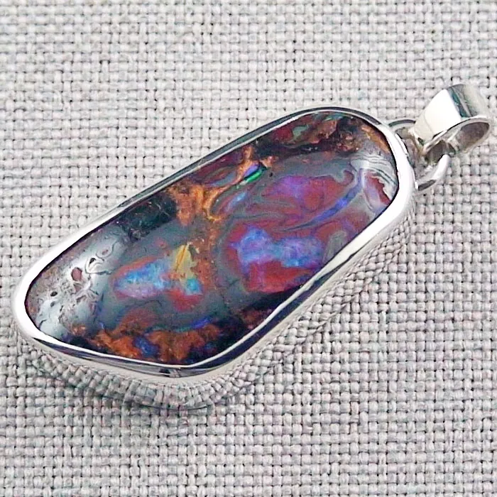 935er Silberanhänger 25,43 ct Boulder Matrix Opal mit Silberkette Opal Schmuck